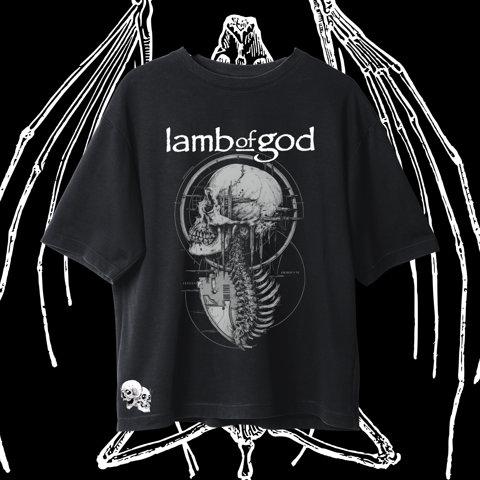 Franela Lamb of God Biomechanical Skull Spine